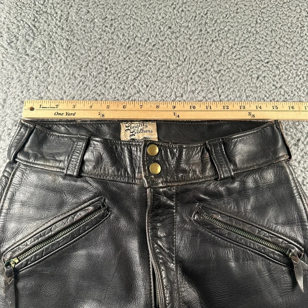 Vintage Langlitz Leathers Motorcycle Pants Mens 30 Black Conmatic Zip Biker 50's